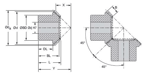 Engrenage Conique Précision 0.5M 24T 4/5mm NBCNZCTSAS - Laiton Pour Angle Droit 90°