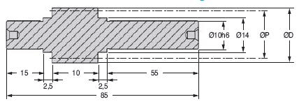 Pinion shaft - precision range Material:Stainless steel Module:1 ...