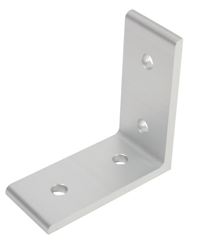 Right angled bracket for aluminium profile - 4 holes - Aluminium - 