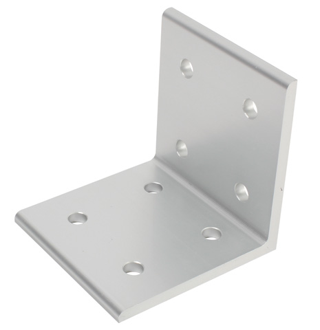 Right angled bracket for aluminium profile - 8 holes - Aluminium - 