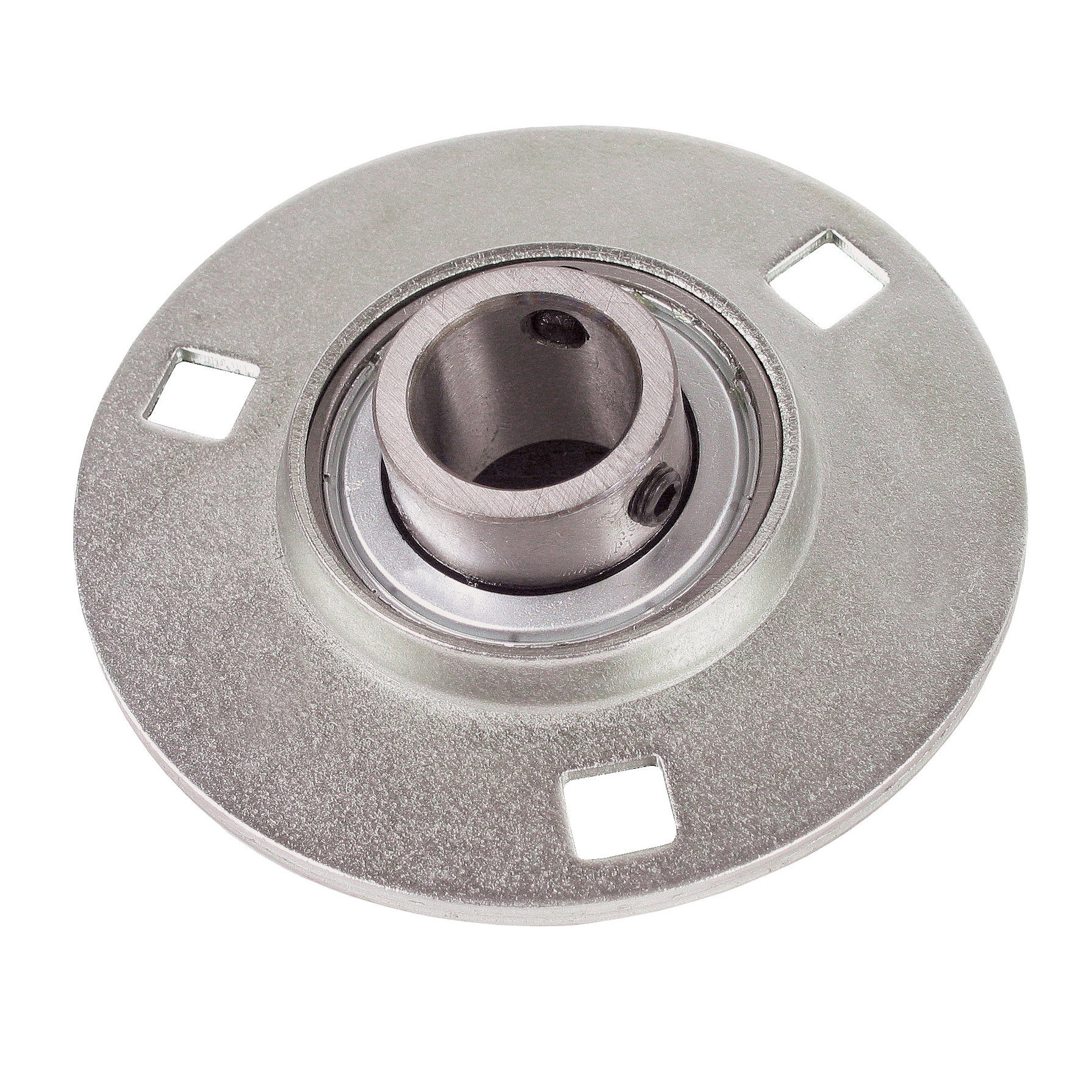 Pressed stainless steel flange bearing - Stainless steel - 3 fixing holes - Light