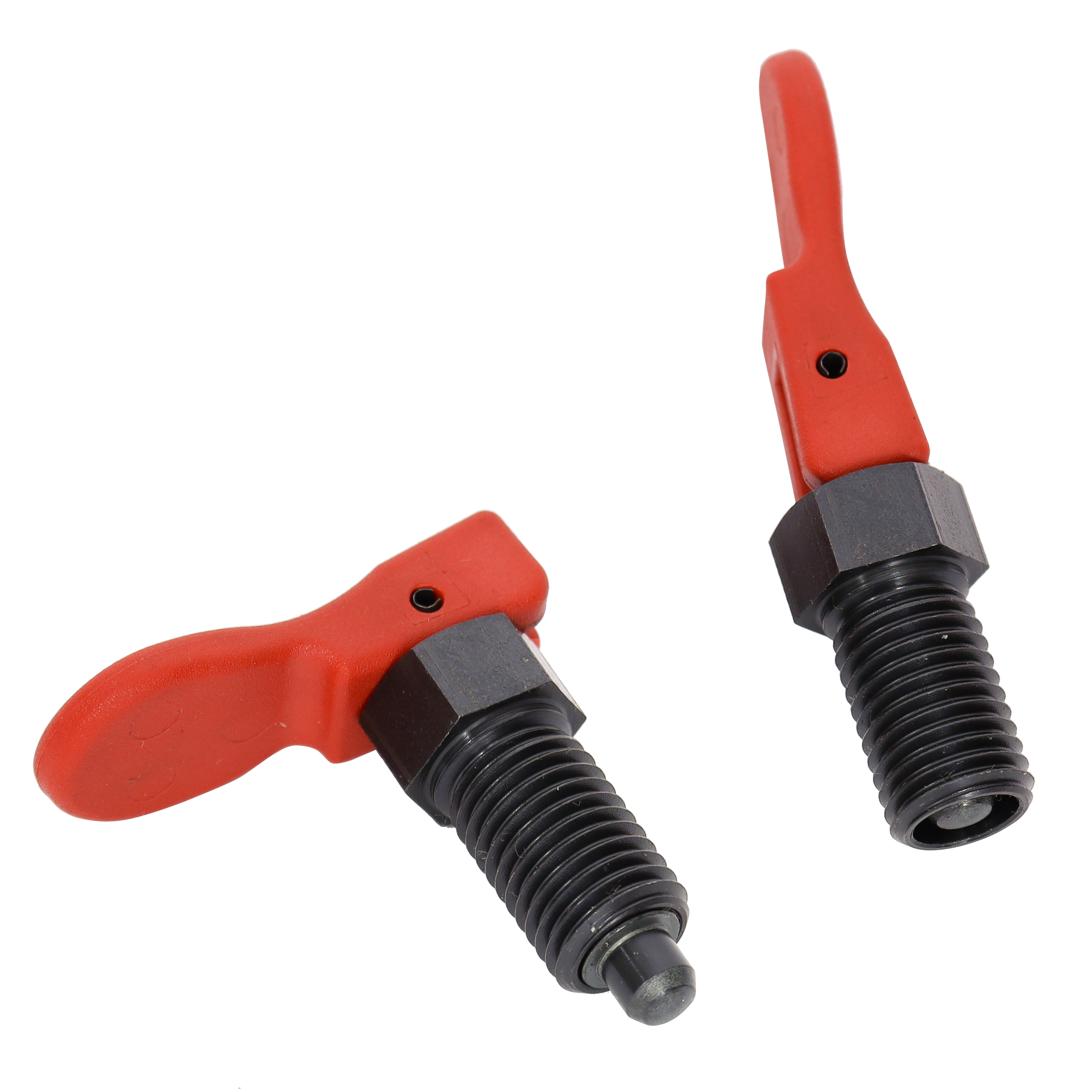 Indexing plunger with cam - with cam - Steel - Red thermoplastic - locking