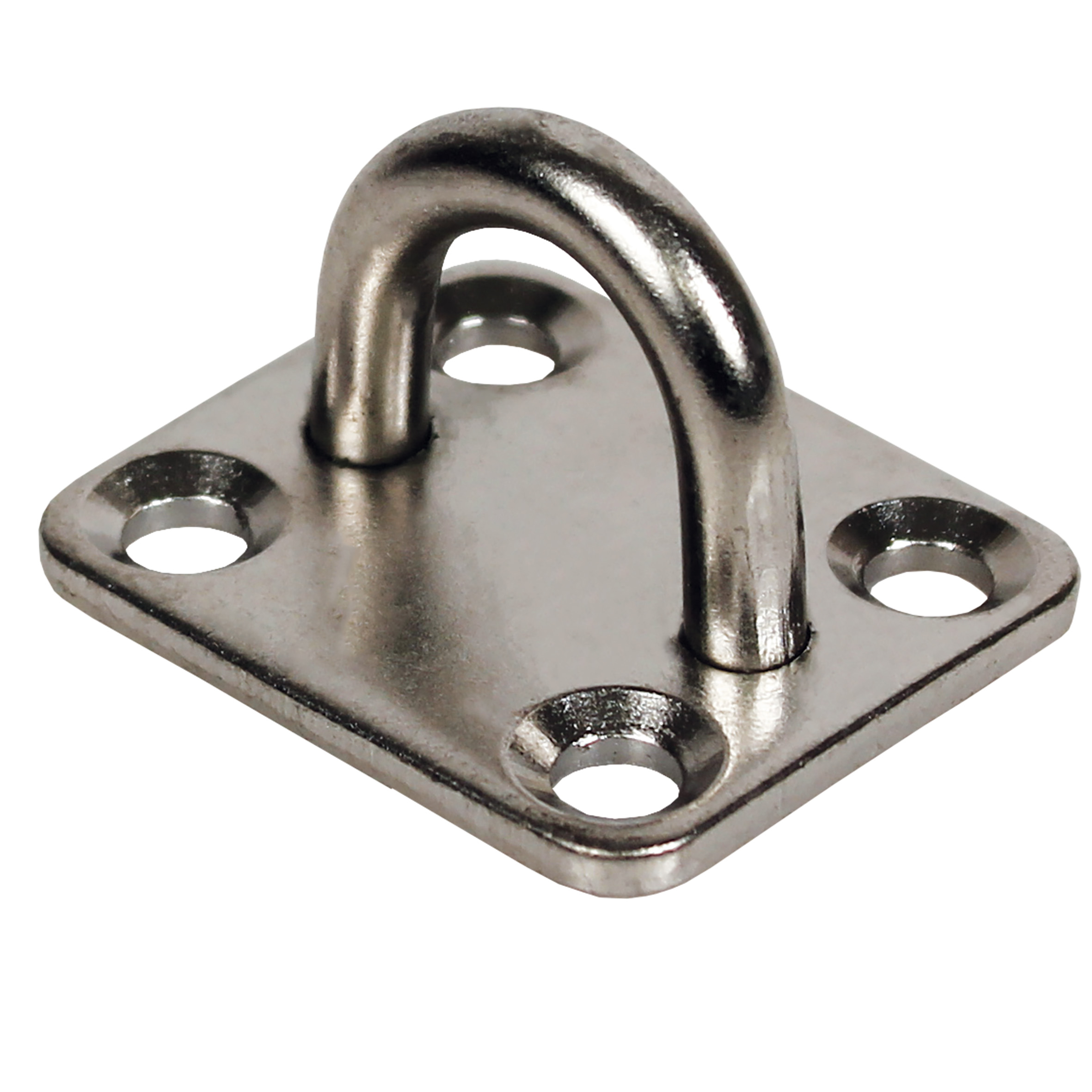 Pad eye on mounting plate - Stainless steel - Square - 