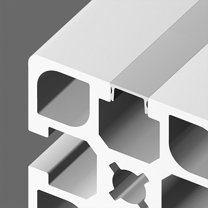 Dual purpose strip and cover for aluminium profile - Inserts into slot -  - 