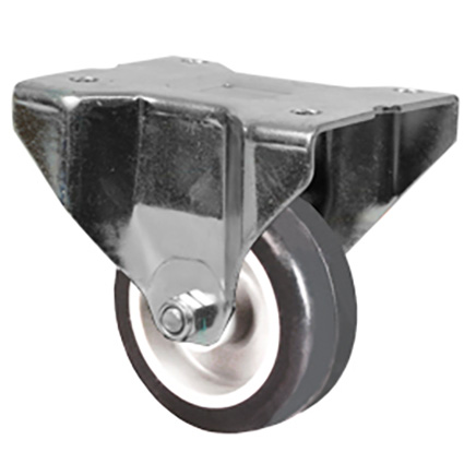 Fixed castor with plate - Steel - grey rubber - up to 110kg - No