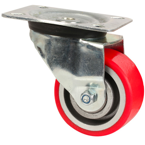 Wheel pivoting with plate - Polyurethane - Aluminium rim (Free running) - For loads up to 350Kg - 