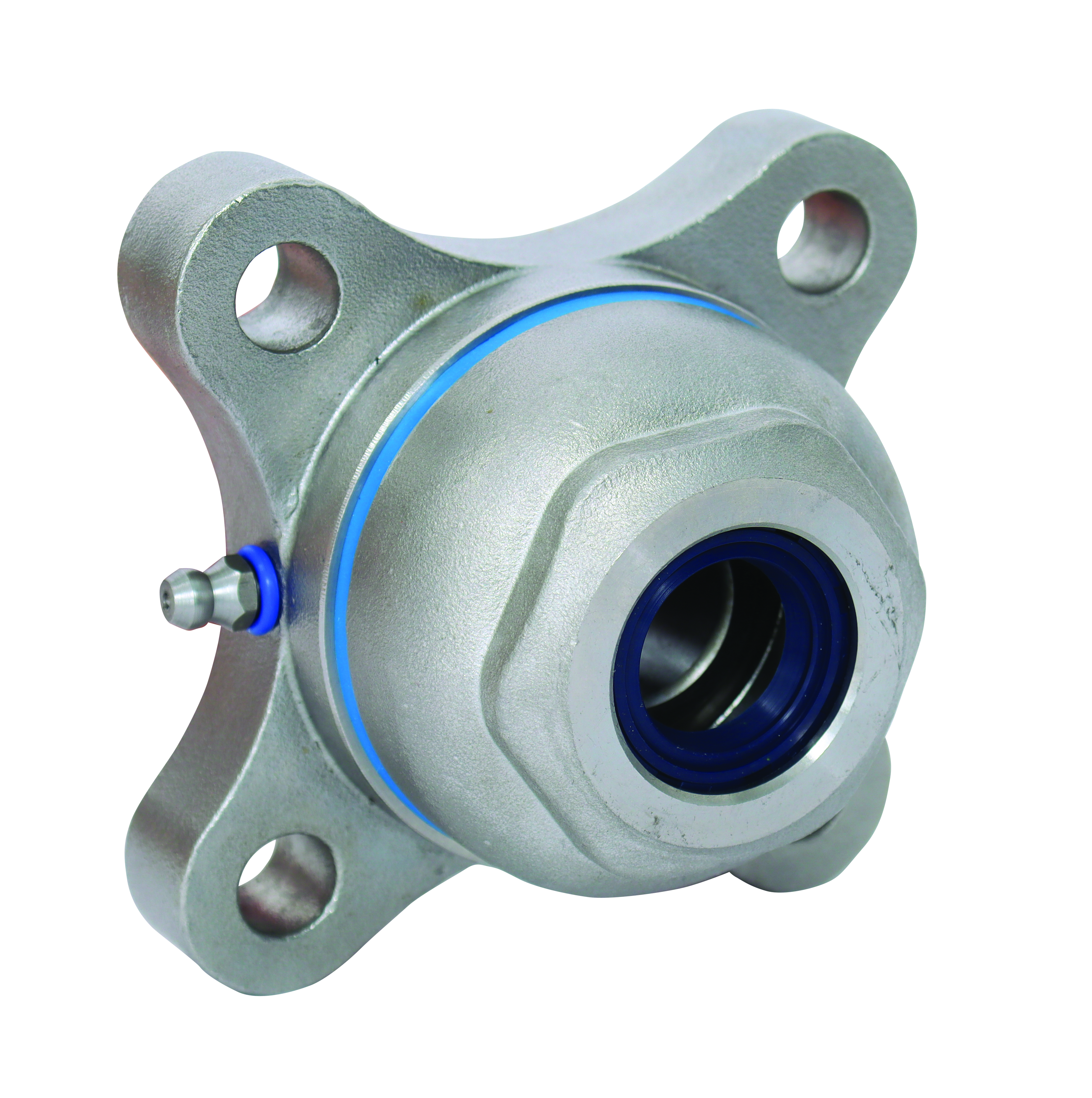Open flange bearing unit for food industry - cover - 4 fixing holes - 