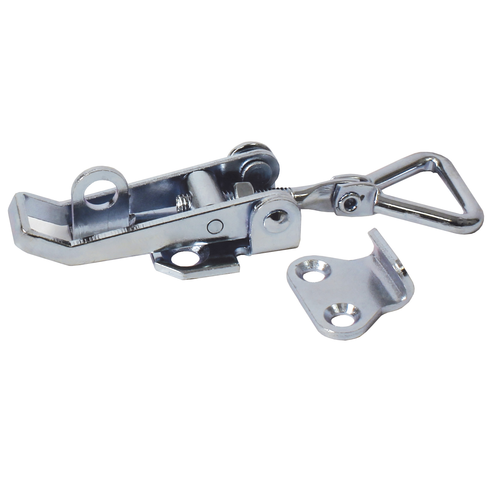 Adjustable latch clamp with strike plate - Stroke from 82mm to 92mm - With padlock holder - 