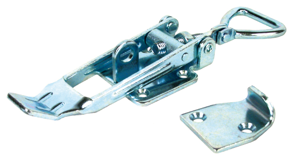 Adjustable latch clamp with strike plate - Stroke from 174mm to 190mm - With padlock holder - 