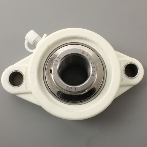 Stainless steel/Polymer flanged bearing - Polymer and stainless steel - 2 fixing holes - White