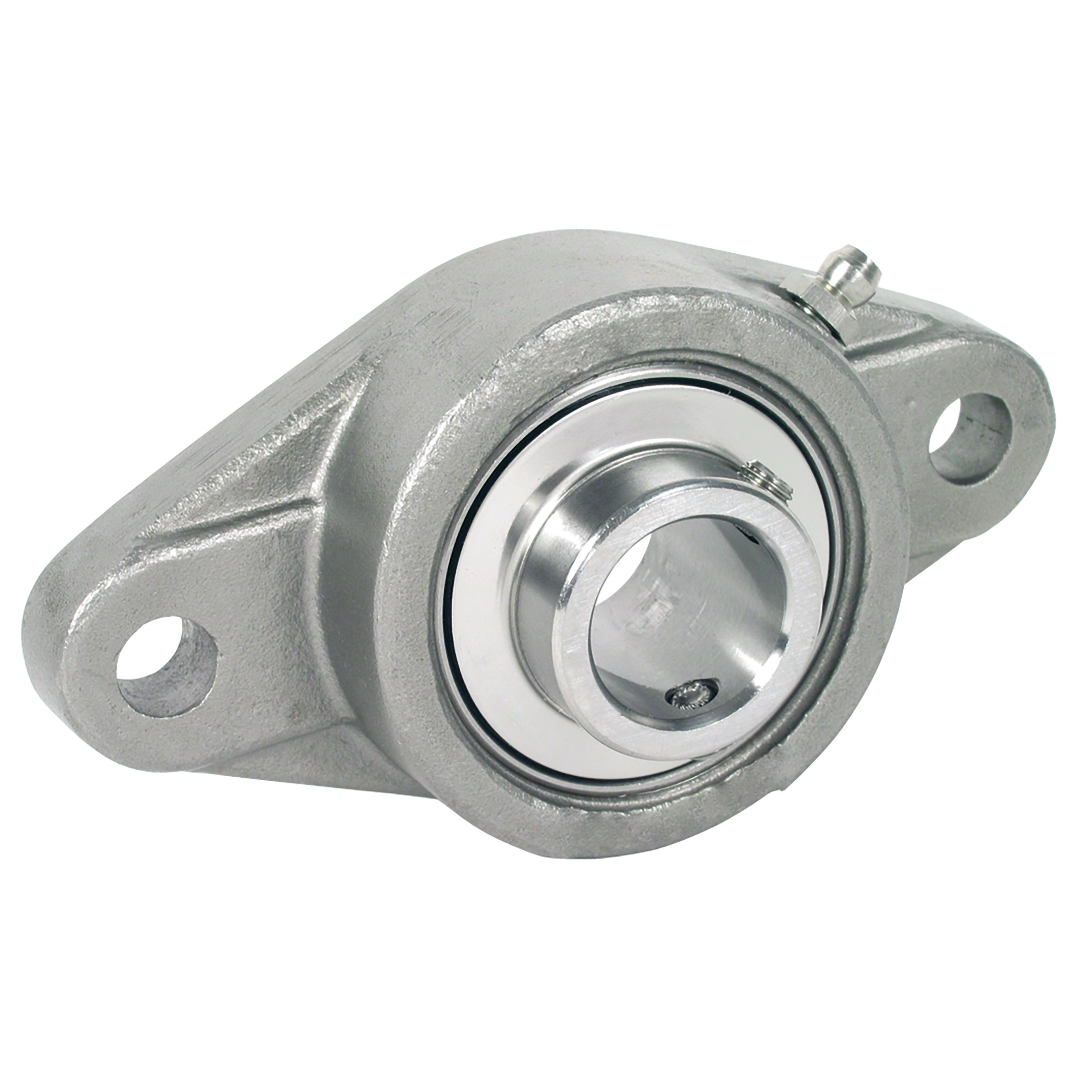 Stainless steel flanged bearing - Stainless steel - 2 fixing holes - 